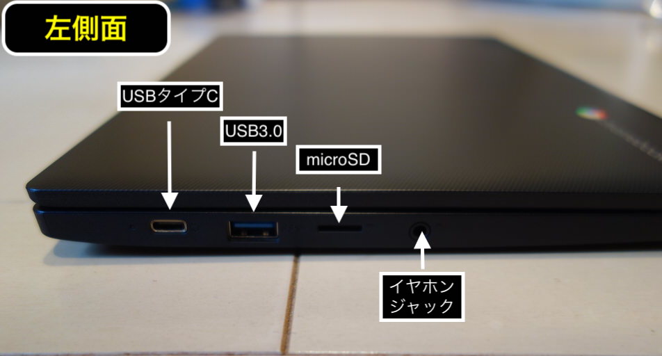 IdeaPad Slim 350i Chromebookの左側面の接続端子