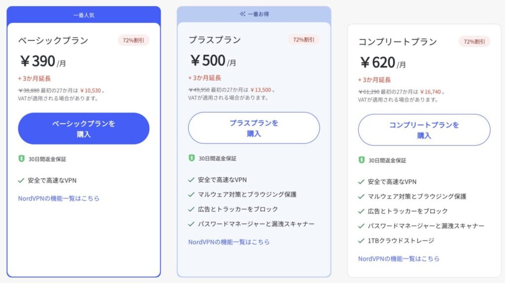 NordVPNは2年プランなら月390円で使えて安い