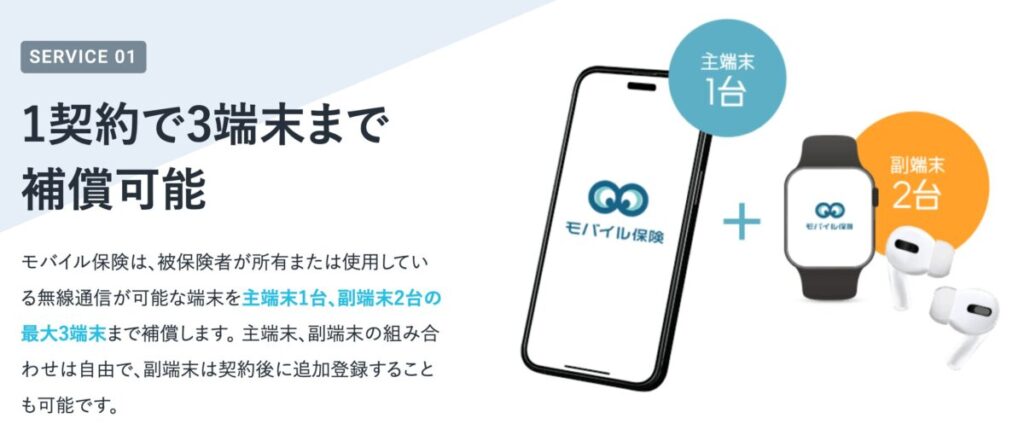 モバイル保険は最大3台まで補償対象にできる