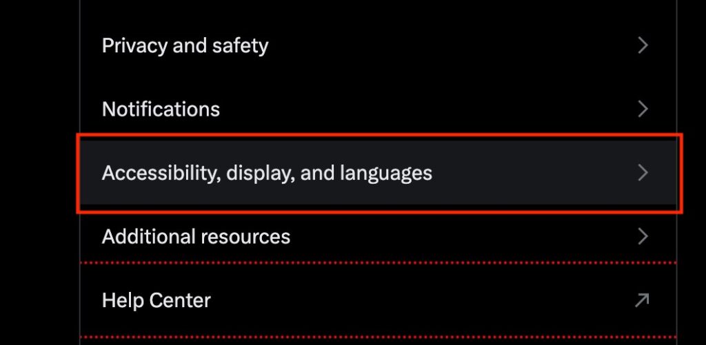 「Accessibility, display, and languages」を選択